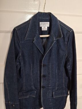 Jones New York Dark Blue Denim Jacket with Flap Pockets
